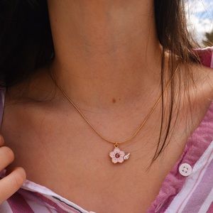 Pink Handmade Flower Necklace